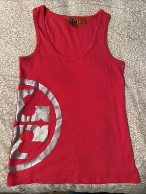 Tory Burch Coral Pink Sleeveless Top with Logo Tag